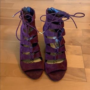 Sam Edelman lace up wedges - burgundy